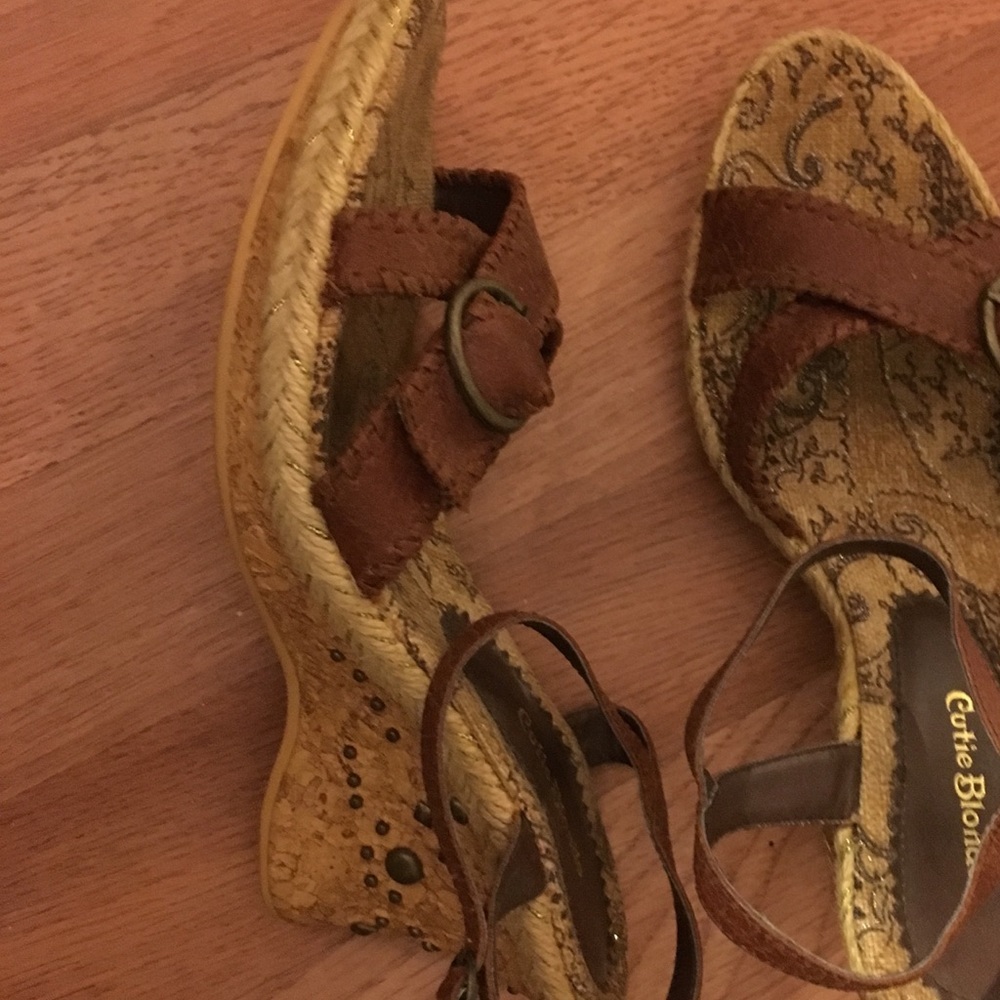Japanese Import - Brown wedge sandals, size 6.5/7